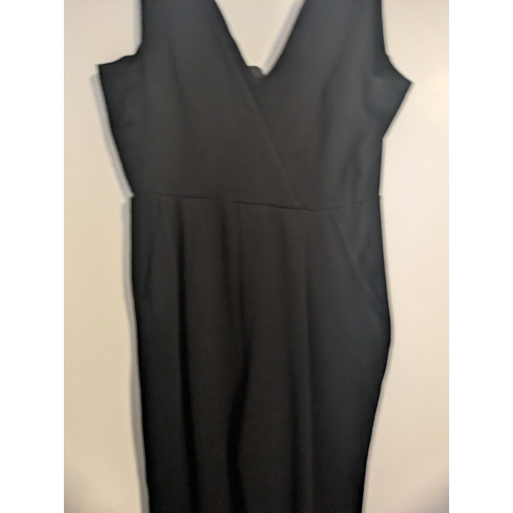 French Connection Jumpsuit 8 Black V Neck Zipper Straight Leg Sleeveless Pull On - Picture 4 of 6